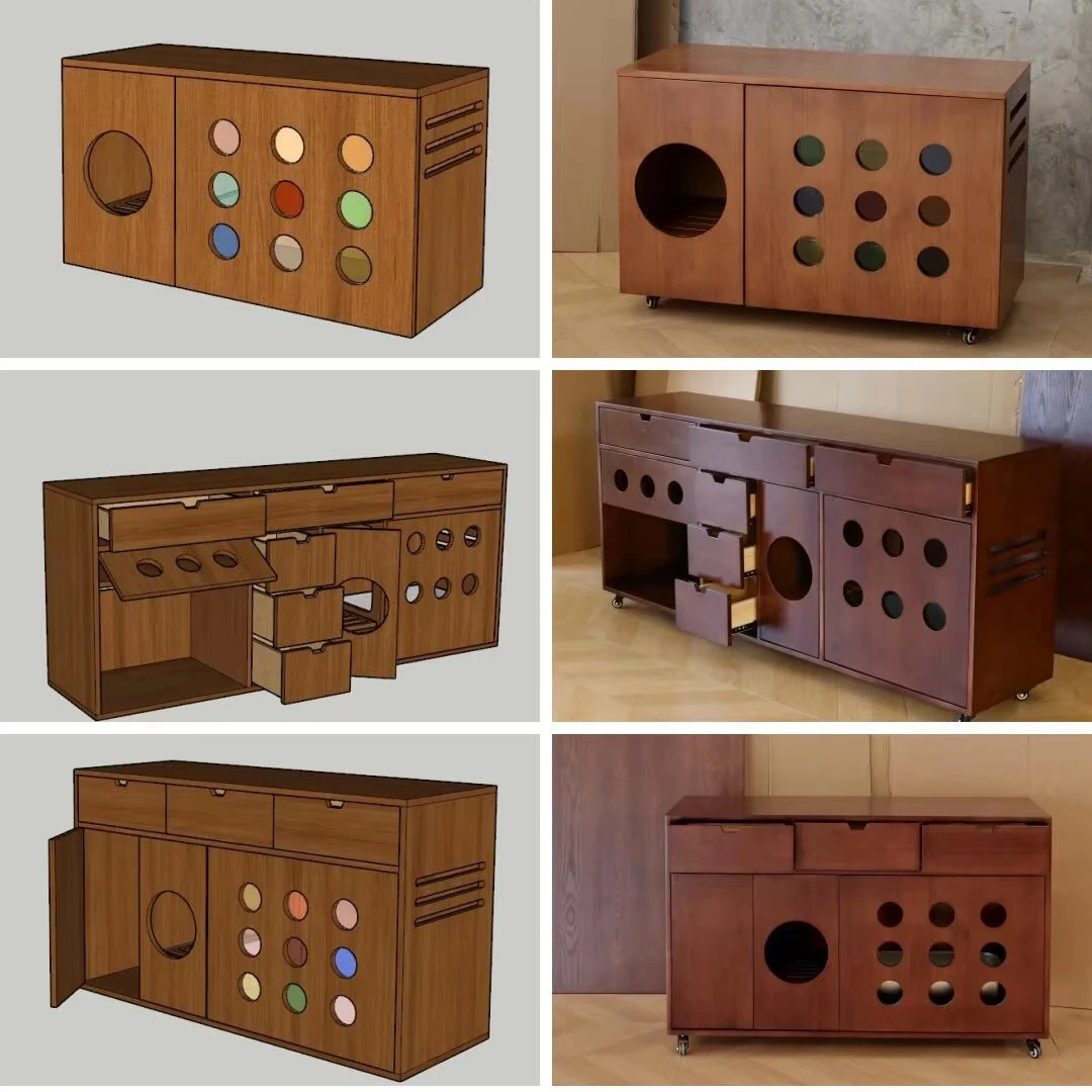 

Factory Price Wooden Cat Furniture Multi-Function Pet Cabinet with Area, Dining Zone and Storage