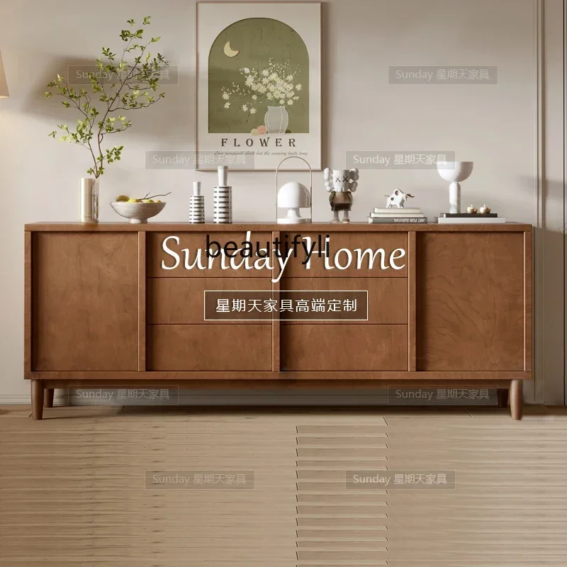 xxzMedieval simple and durable chest cabinet, living room wall locker, log style dining side cabinet