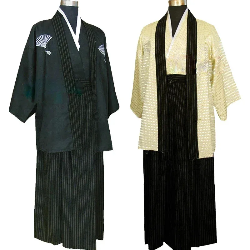 

Vintage Japanese Kimono Man Japanese Traditional Dress Male Yukata Stage Dance Costumes Men Quimono Men Samurai Clothing 89