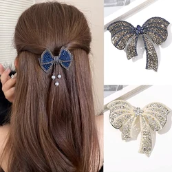 Bow Spring Clip Shiny Crystal Rhinestone Hairpin Girls Ponytail Styling Tools Hair Clip Fashion Festival Hairpin Accessories