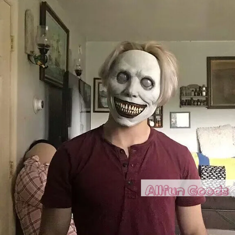 Horror The Exorcist Smiling Face Demon Mask Cosplay  Creepy Ghost Skull Plastic Masks Halloween Carnival Party Costume Prop view 2