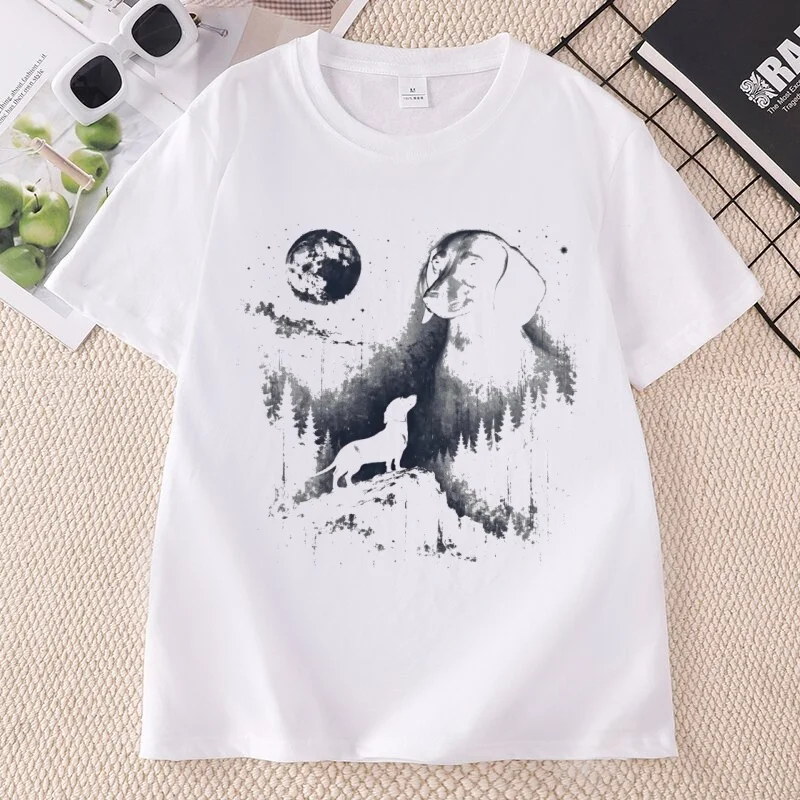 Dachshund T-Shirt Weiner Dog T Shirts Vintage Womens Mens Comfort Graphic T-shirts Casaul Round Neck Printed Tees