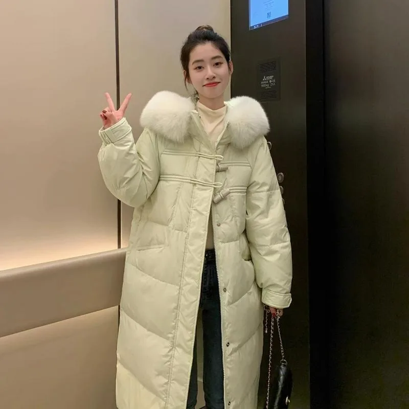 

High-end and Elegant Thickened Cotton-padded Jacket Women New Korean Style Loose Hooded Large Fur Collar Jacket for Commuting