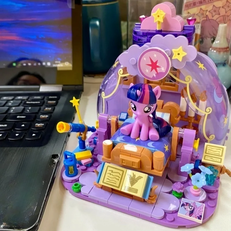 My Little Pony Building Blocks Anime Twilight Sparkle Pinkie Pie Rainbow Dash Yaoyao Bed Small Particle Model Ornament Gift Toys - view 4
