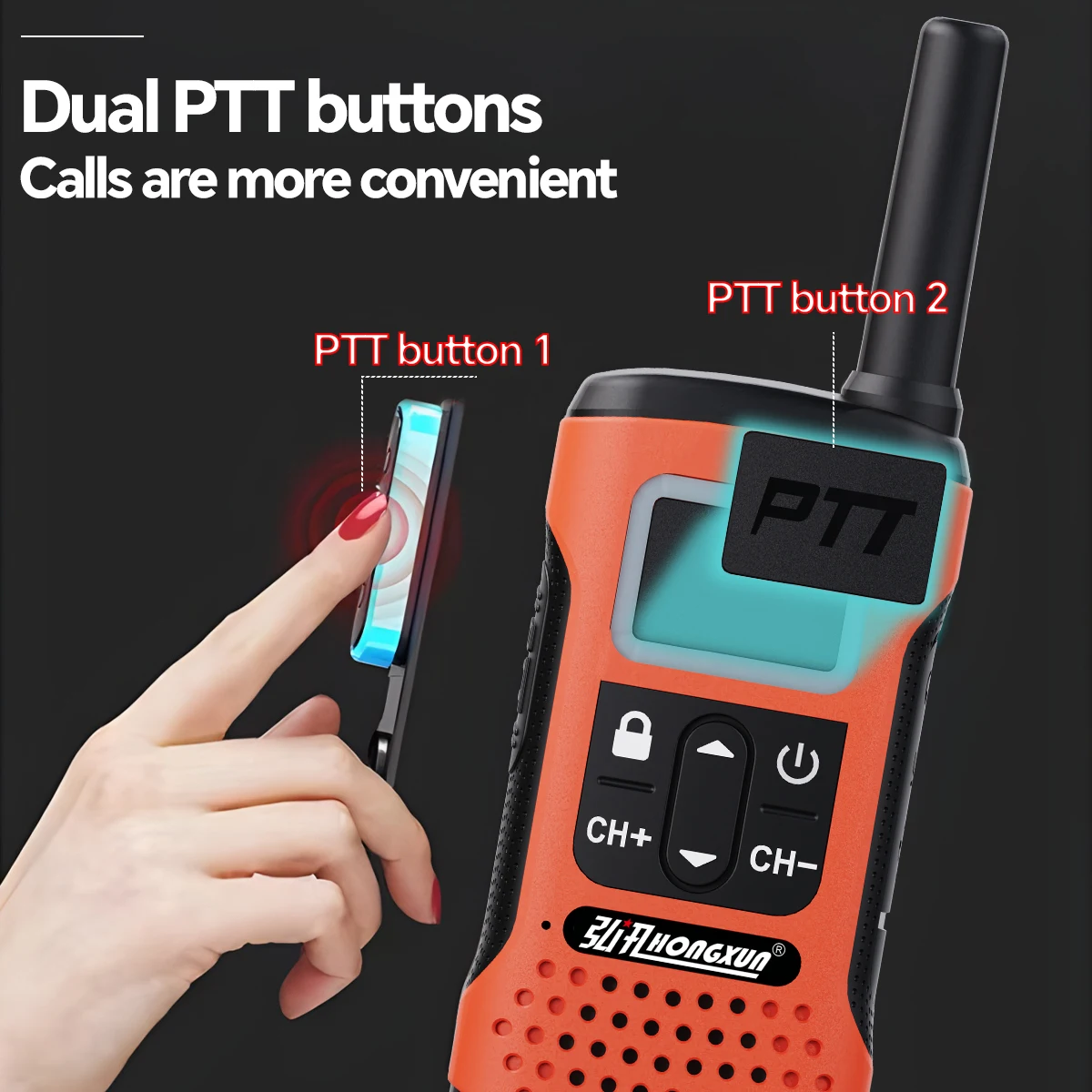 【Buy 1 Take 1】 HONGXUN T60 Walkie Talkie 5 Watts Two Way Radio 5KM 3800mAh type c charger