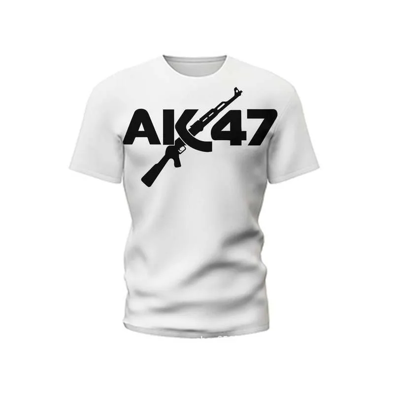 New Summer Men's T-shirt Personality Ak47 Series 3D Printing Military Weapon Pattern Tough Guy Outdoor Loose Top