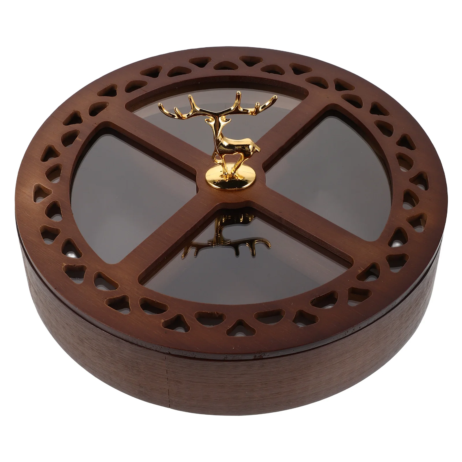 

Bamboo Dried Fruit Box Four-Compartment Fruit Snack Tray Nut Storage Box With Lid For Candy And Nuts Organizer 25*25*5cm