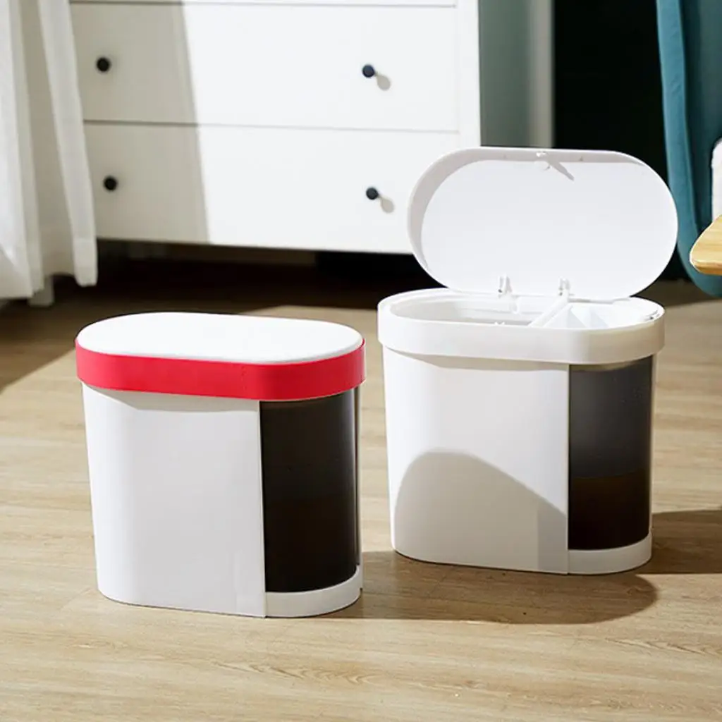 

15L Kitchen Trash Can with Lid Classified Double Compartment