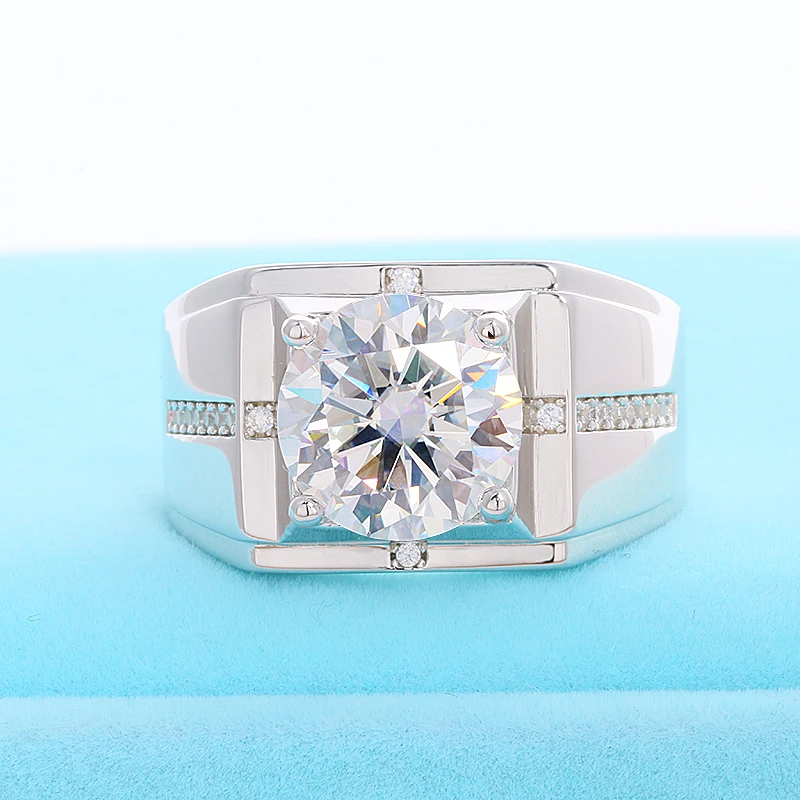 

S925 silver inlaid 5 carat men's moissanite ring sterling silver plated 18K gold cross men's ring silver jewelry hot selling hol