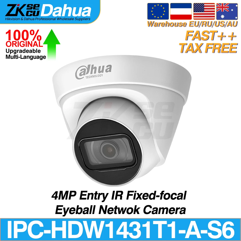 

Dahua Original IPC-HDW1431T1-A-S6 4MP 2560×1520 Entry IR Fixed-focal Eyeball Network POE IP Camera IR 30M Built-in MIC IP67