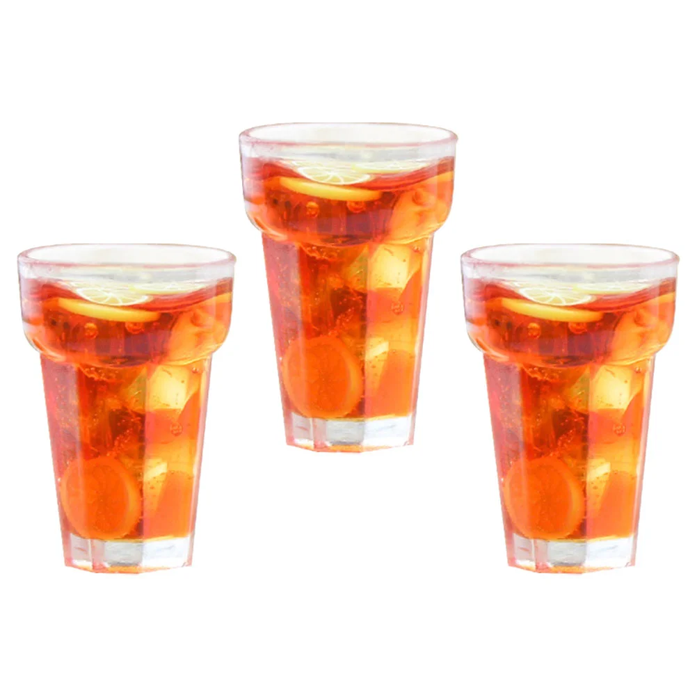 3 Pcs Food House Simulated Lemon Tea Drink Beverages Drinks Resin Mini Ornament Accessory