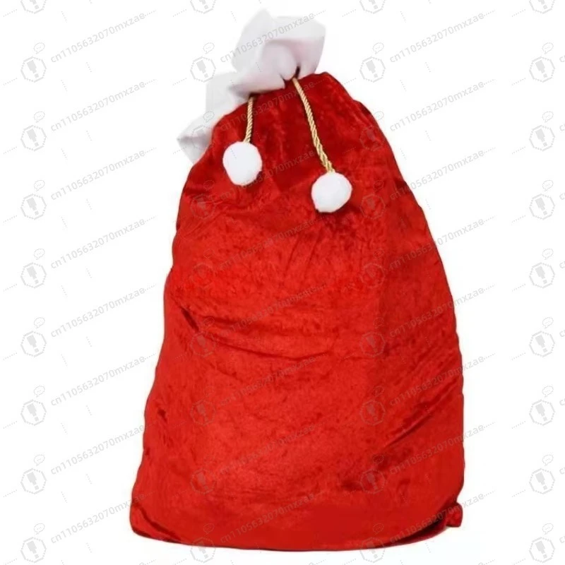 2 sacchetti regalo di Natale, sacchetti con coulisse in velluto rosso con pompon bianchi per regali di Natale