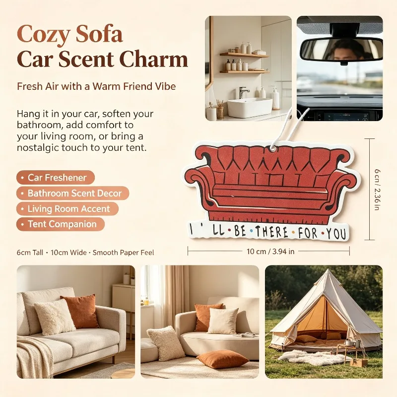 Car Air Freshener Classic Red Sofa Quote Design Hanging Scent Card for Car Rearview Mirror Decor Ornament Gift