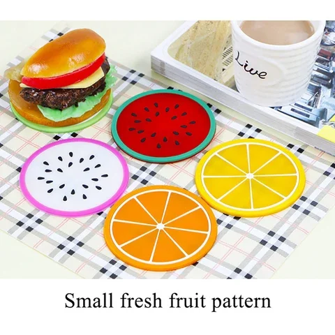 

Fruit Shape Coaster Creative Cup Pads Silicone Insulation Mat Hot Drink Holder Kitchen Dining Bar Table Slip Decorations Cute