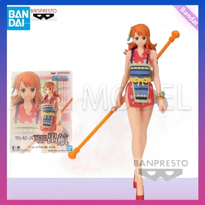 

In Stock Bandai Original Banpresto Anime One Piece THE Set Sail Nami PVC Figure Action Figures Collection Model Toys