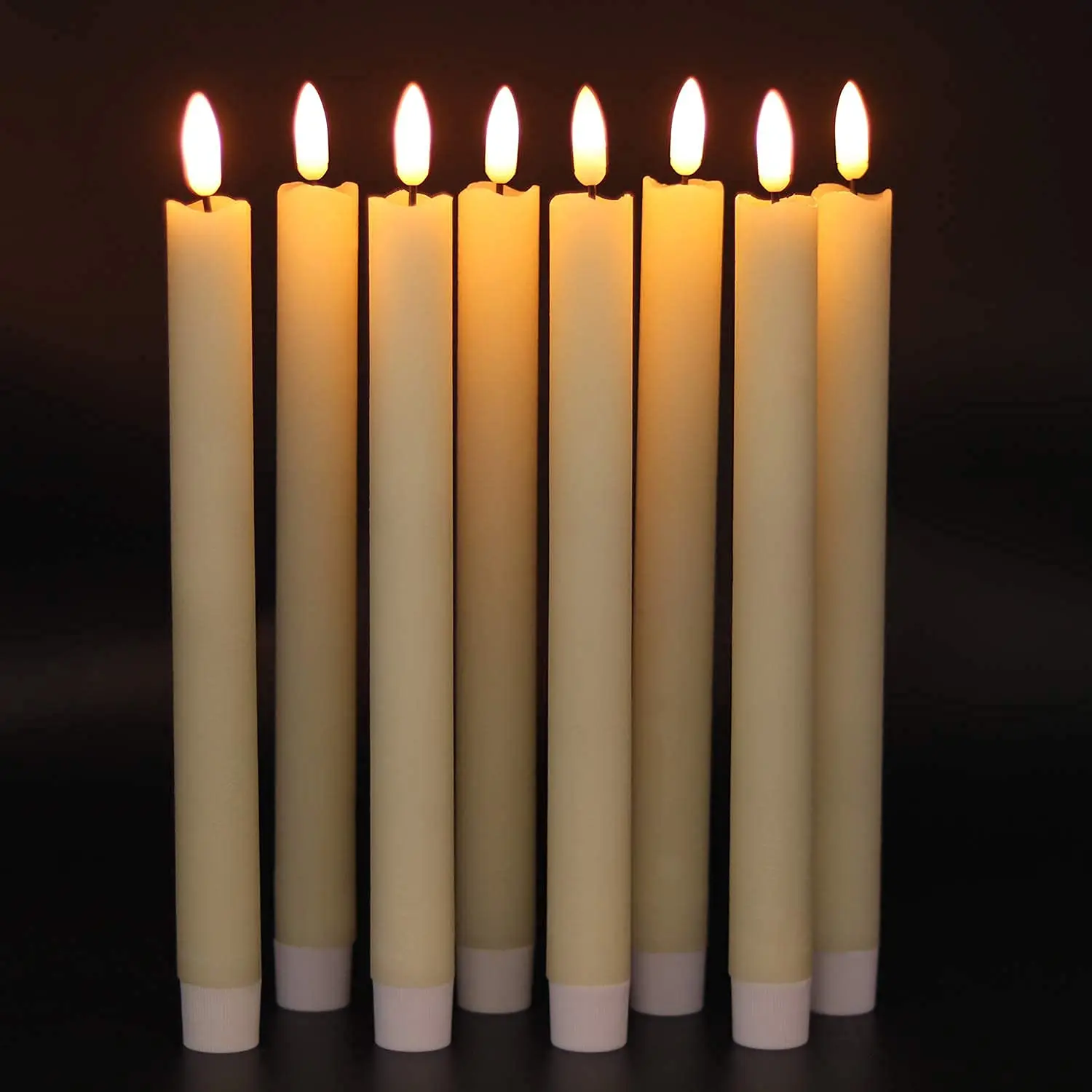 6Pcs LED Flameless Taper Candles Lights 3D Battery Christmas Simulation Candles Warm White Flickering Flame Handheld Candlestick