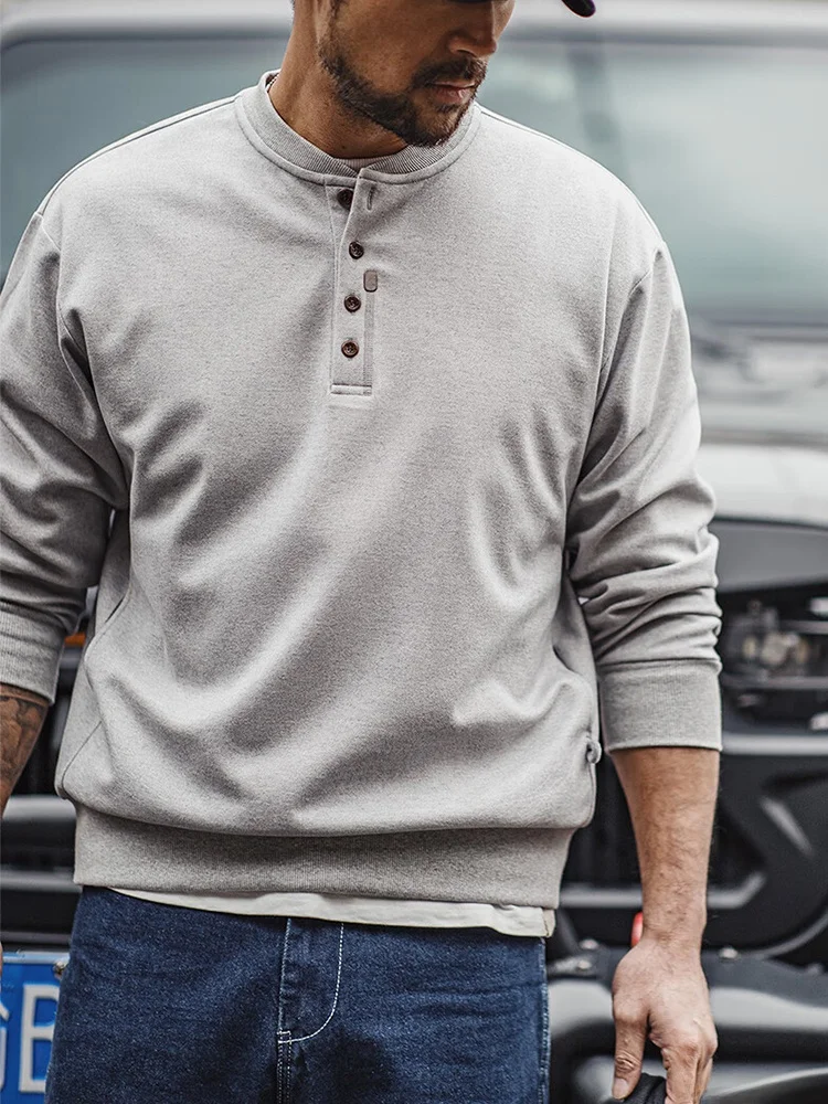 

Мужская толстовка Maden American Casual с воротником Хенри, длинным рукавом, из смесового полиэстера и вискозы, для весны и осени