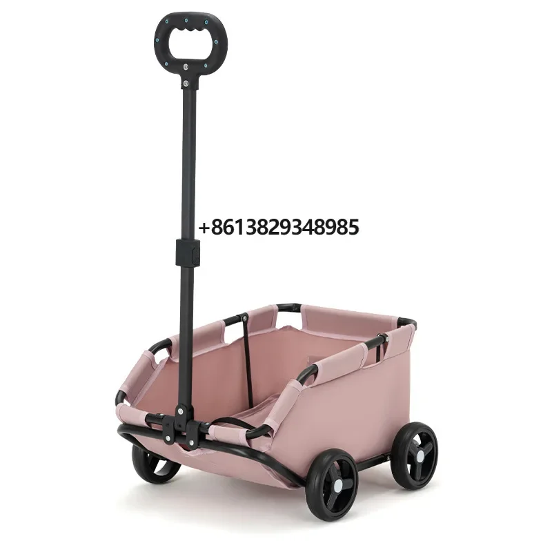 Bunnyhi STC001 Outdoor Pet Carriage Dog Stroller Pull Rod Free Rotation Adjustment 4 Wheels Folding Dog Cart