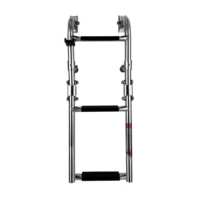 Marine polished Stainless Steel Folding Ladder Marine Pontoon Ladder 2+1 Step for boat