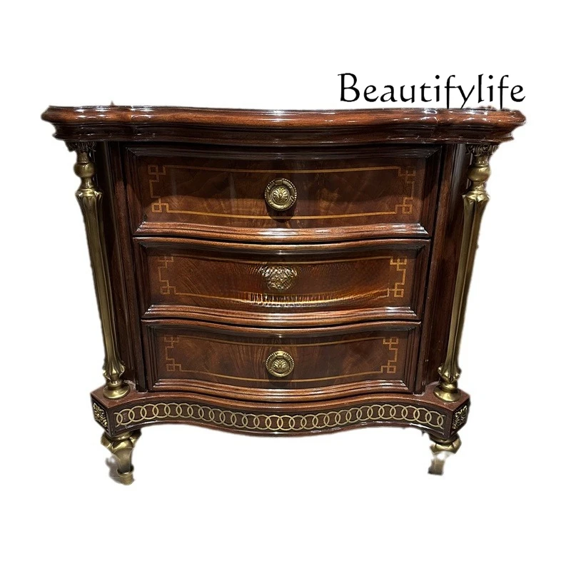 

European bedside table bedroom solid wood chest villa neoclassical storage designer style high sense