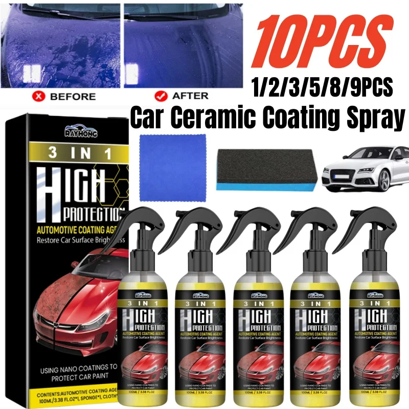 3 In 1 Car Ceramic Coating Spray 100ml Auto Nano Ceramic Coating Car Paint Scratch Repair Remover Polishing Paint Coating Agent