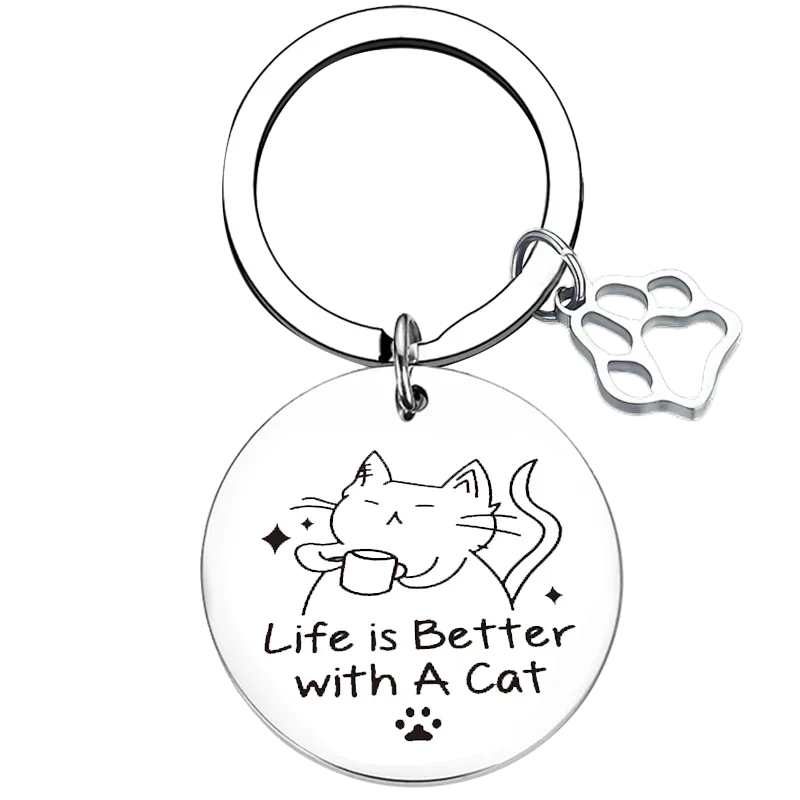 Cute Cat Lover gift Keychain Cat Friends Gift Key Chain Pendant Jewelry image 2