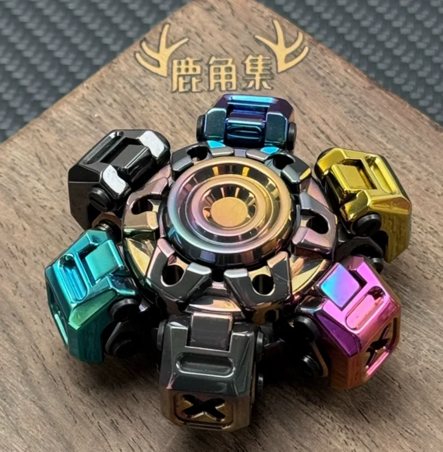 Used EDC Nine Hands&Floating Zirconium Rainbow Polishing Stress Relief Toy Haptic Spinner Fingertip Gyroscope Decompression Toys