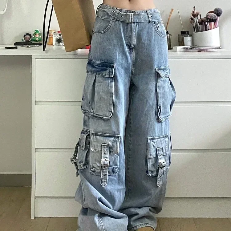 

Street Vibe Tooling Wide-leg Jeans Men's and Women's Design Sense Multi-pocket High Waist Loose Drop Mopping Pants
