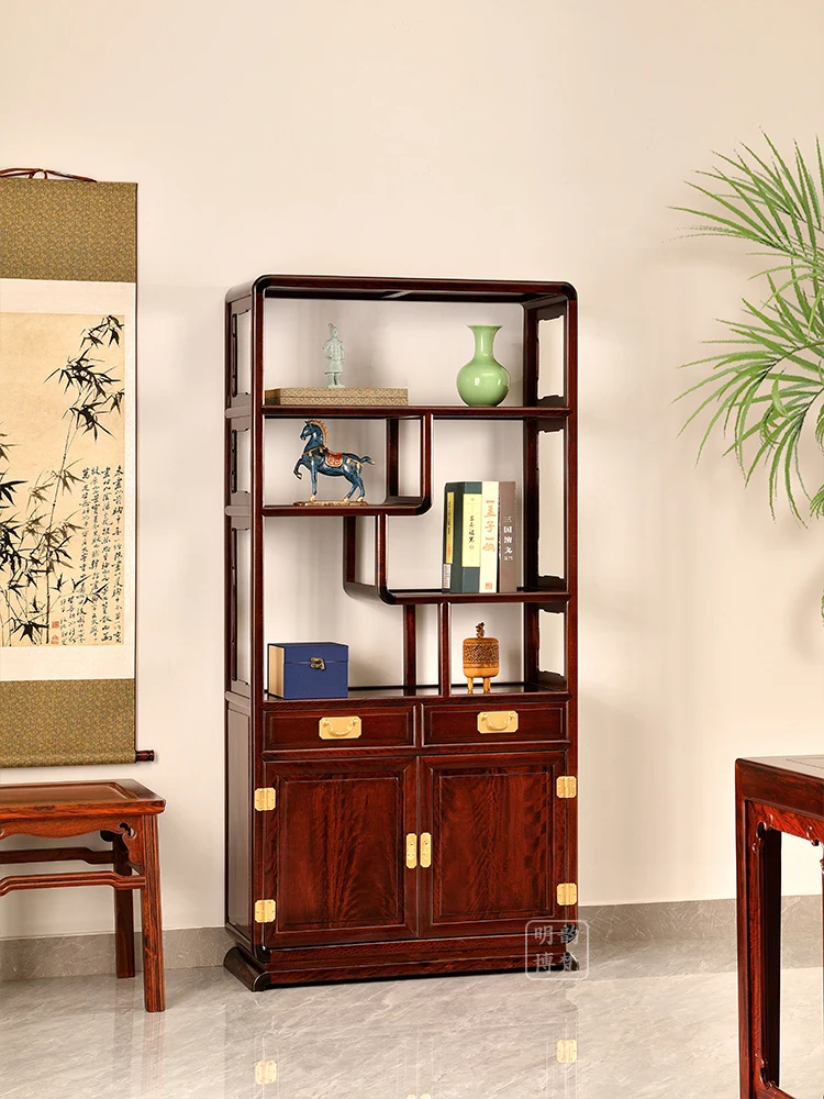 Modern High-End Living Room Entrance Cabinet Hallway Sandal Wood Solid Wood Display Cabinet