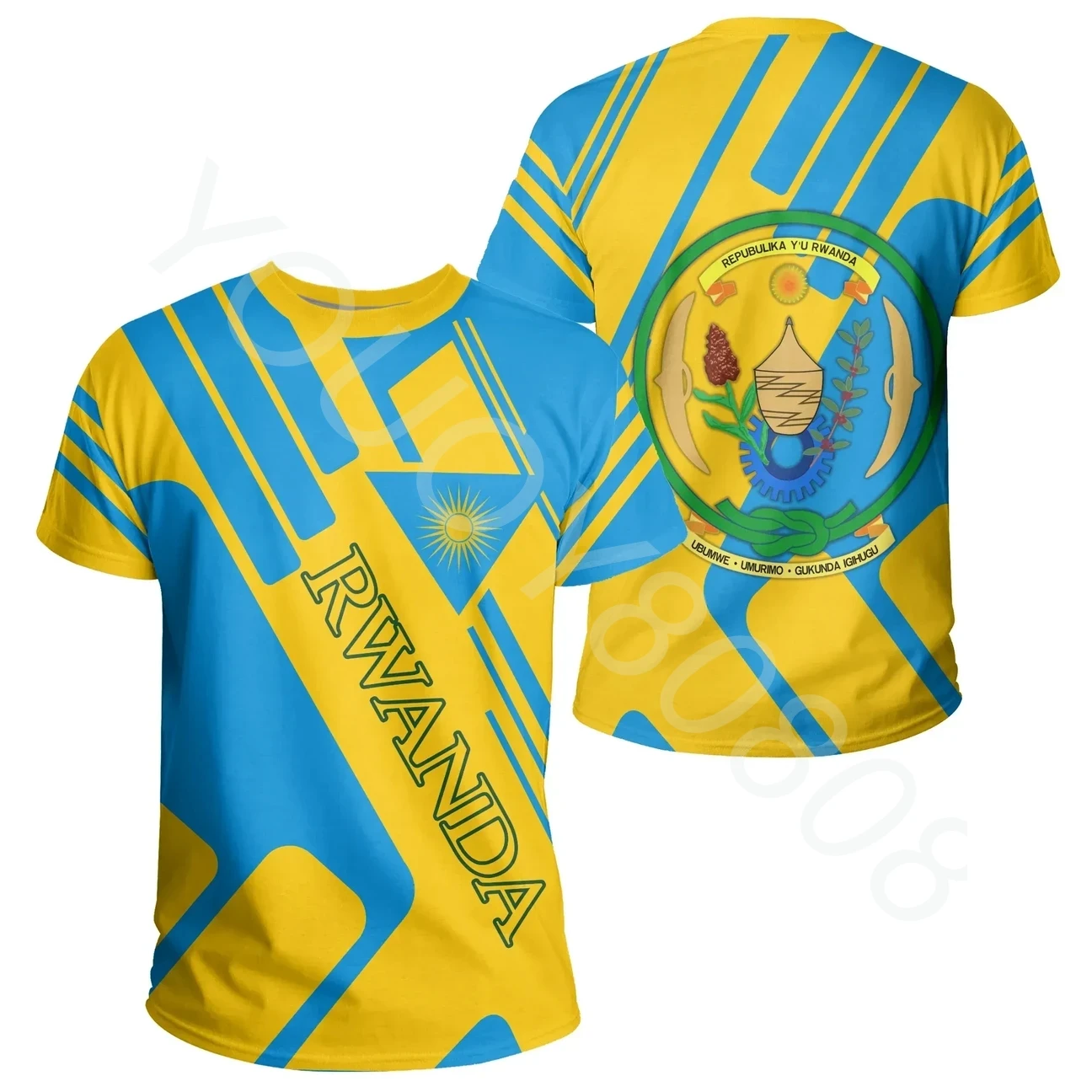 African Region T Shirt Ethnic Clothing Casual Print Rwanda T Shirt Rocky Style Men's and Women's Tops