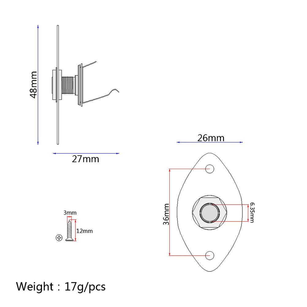 

Guitar Output Plate 25mm Wide 37mm Screw Socket Guitar DIY Parts Accessories Replace Worn Out Parts