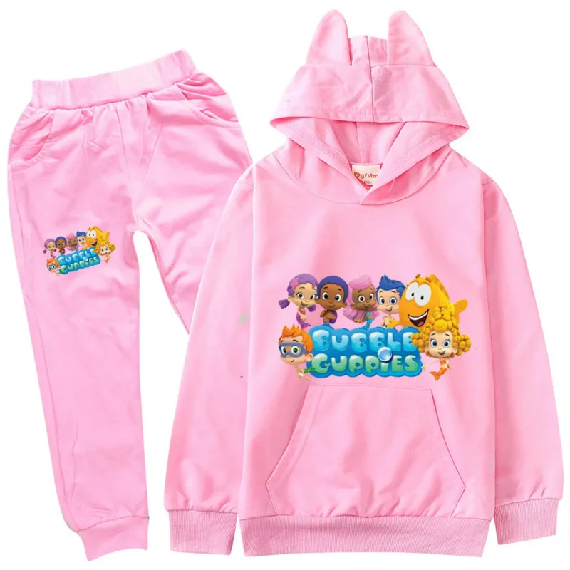 Bubble Guppies Girls Clothing Sets Children Fashion Hoodies And Pant Set Kids Clothing Spring Autumn Sports Suit Tracksuit