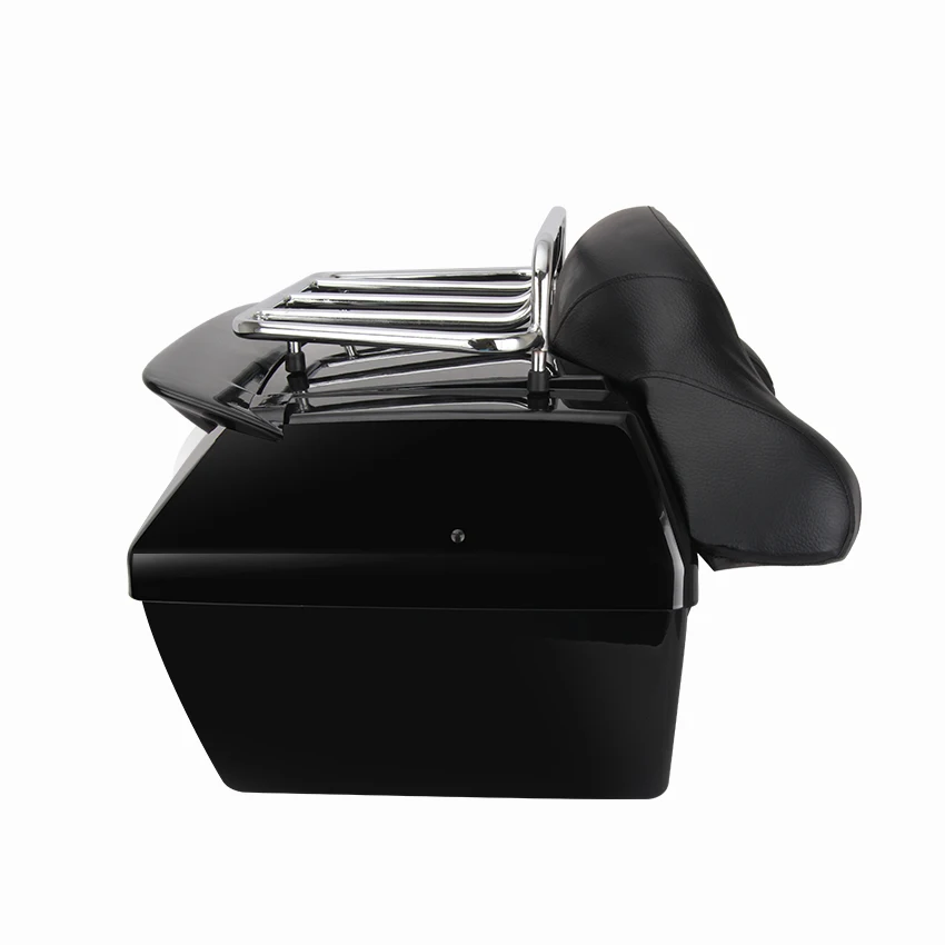 Factory Price Motorcycle Rear Luggage Box Trunk Top Case Tail Box For Honda Harley Kawasaki With Backrest Luggage Rack