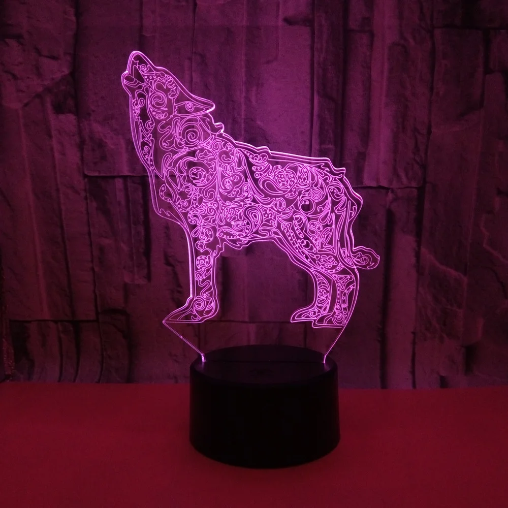 New Wolf 3d Night Lamp 7 Color Changes Kids Lights Lamps Luminaria De Mesa Kids Room Led Mini 3d Lamp image 2