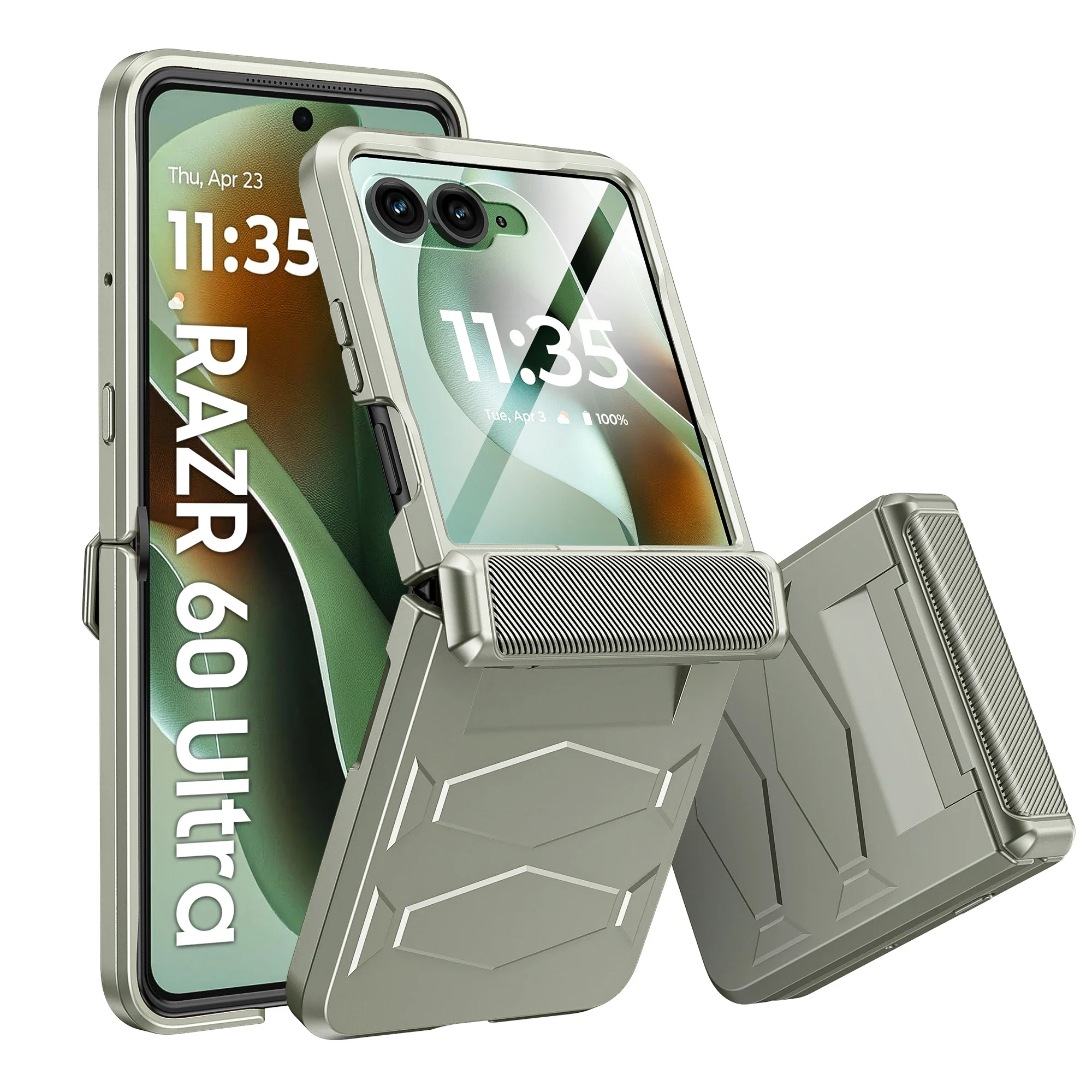 

for Moto Razr 2024/2025 Ultra Phone Case,with Non-Slip Texture,Rugged Hinge Protection,Wireless Charging Case-Titanium