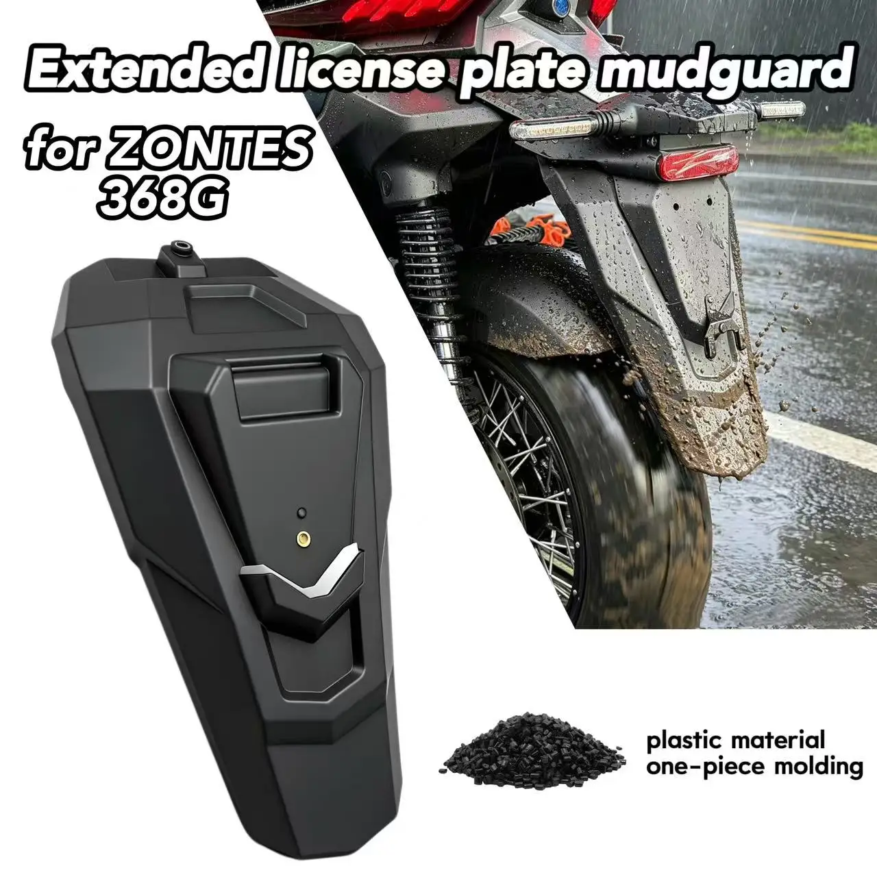 ForZONTES 368G 2024-2026motorcycle extended license plate fender splash guard 2-in-1 license plate extended fender splash guard