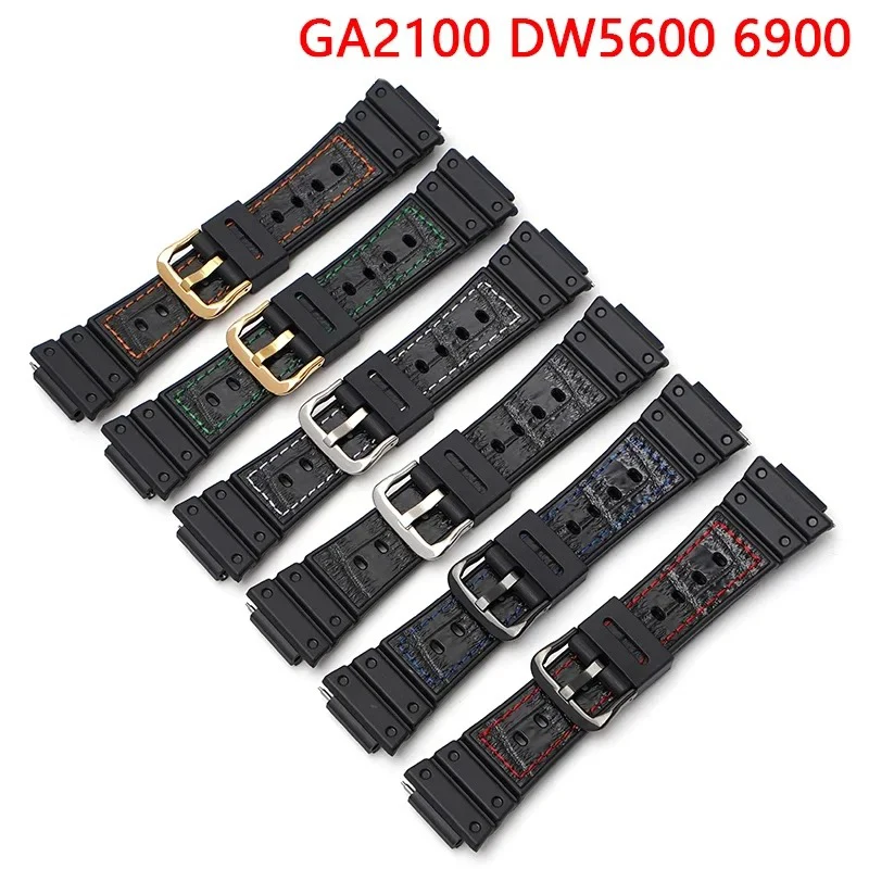 Resin Strap for Casio G-shock GA-2100 DW-5600 6900 GW-M5610 Quick Release Sport Waterproof Stitching Men Rubber Watch Band 16mm