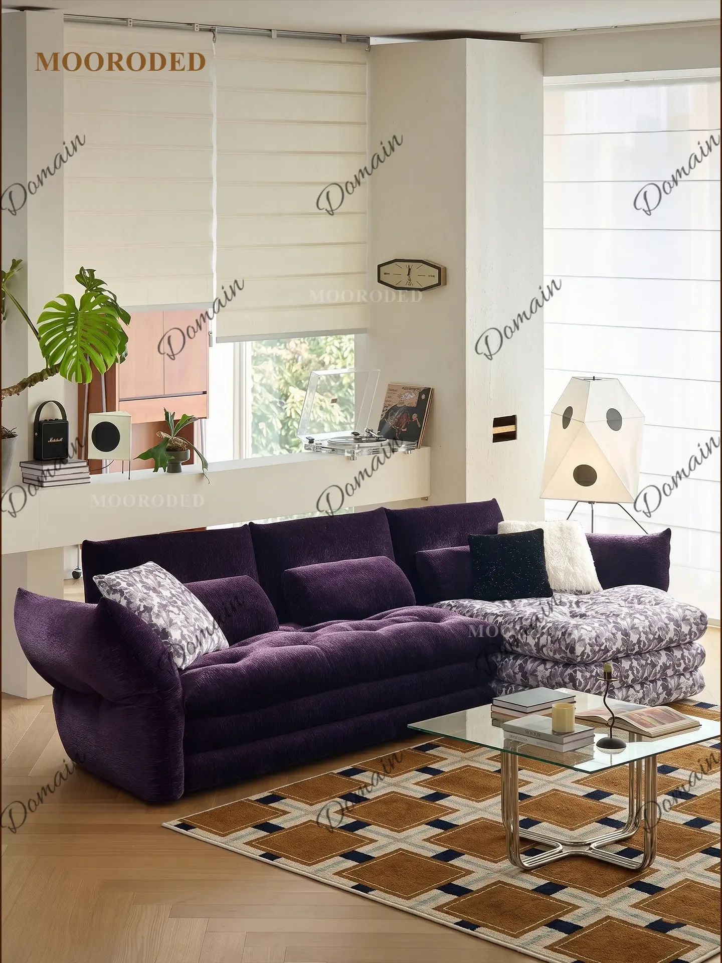 81 N Original French Retro Petal Layered Sofa Dopamine Straight Sofa Natural Cotton Linen Fabric Sofa