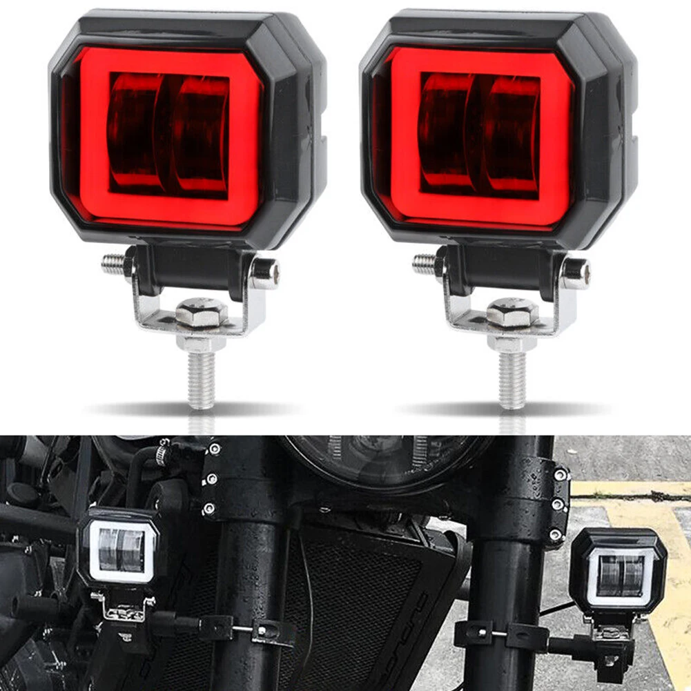 

2x 3inch LED Work Light Bar Red Halo DRL Spot Driving Fog Pods Offroad Truck SUV LED Fog Lamp Driving Daytime Off Road Led Light