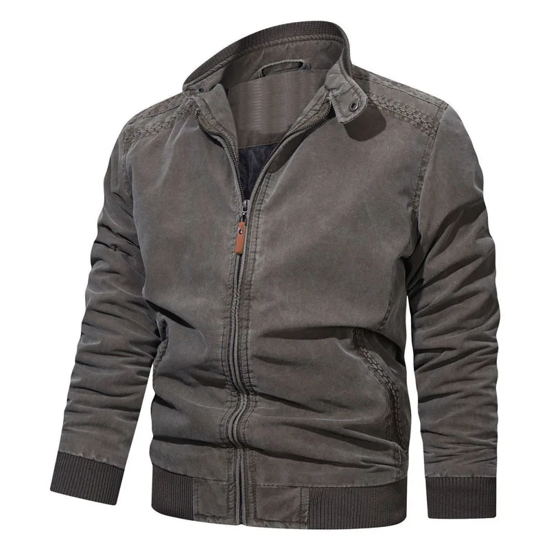Spring And Autumn Solid Color Washed Pure Cotton Jacket Men's Retro Loose Casual Coat