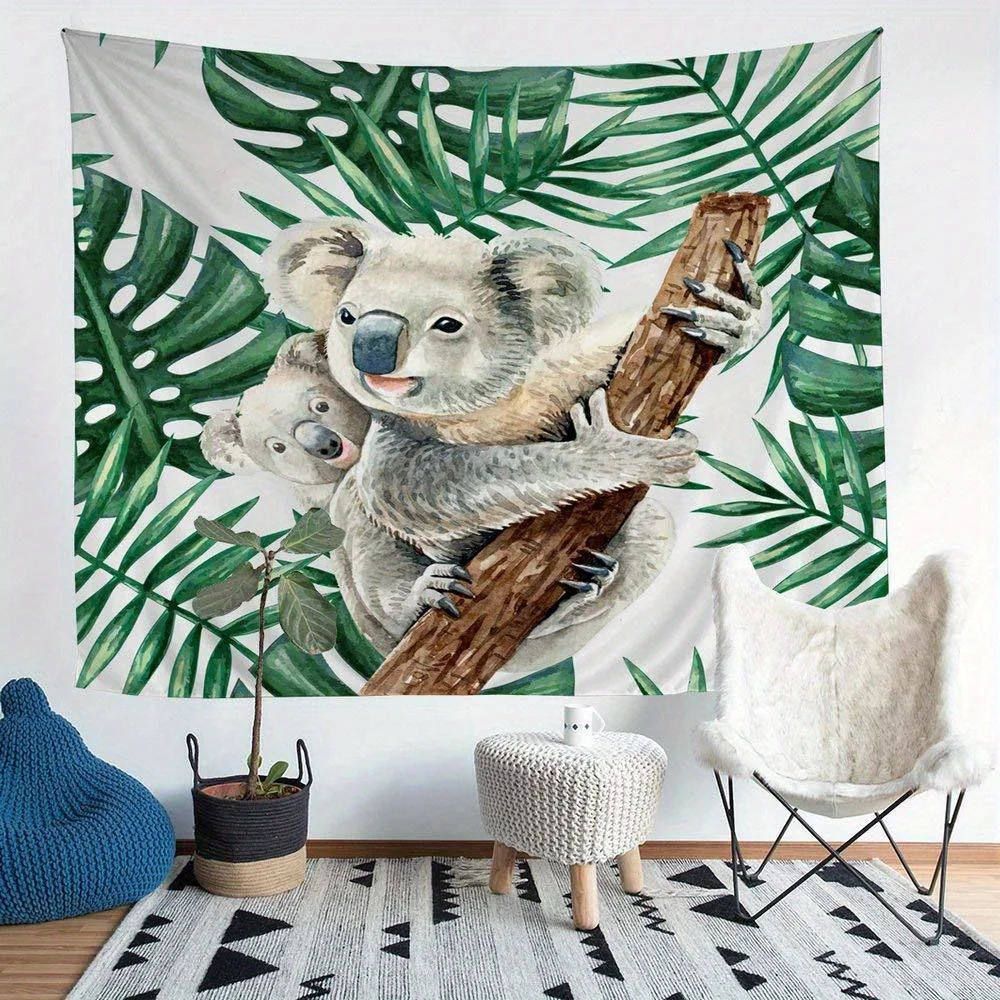 Cute Koala Tapestry: Adorable, Tropical, and Playfully Unique Wall Art for an Enchanting Decor Statement