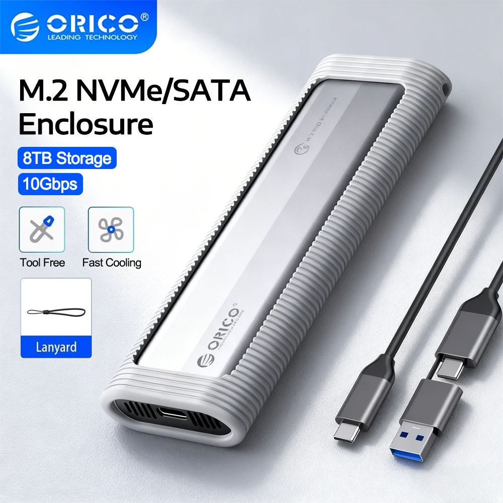 

ORICO M2 SSD Case NVME/SATA Dual Protocol M.2 to USB Type C 3.1 SSD Adapter Support 8TB Capacity for NVMe PCIE SATA SSD Disk Box