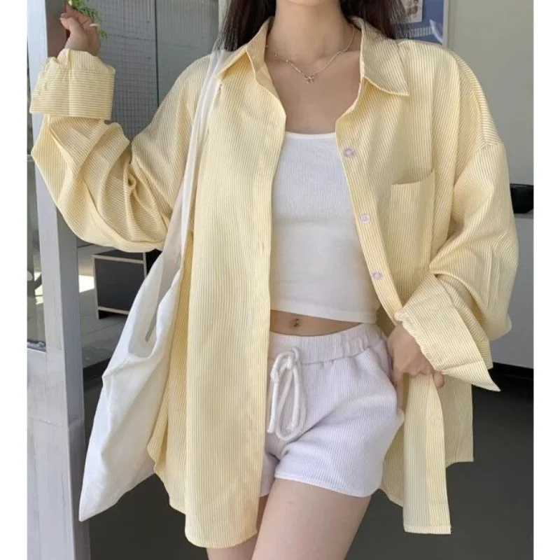 

Однотонная хлопковая блузка для женщин: весенне-летняя, для защиты от солнца на улице, в корейском стиле, милый дизайн, повседневная, свободный крой