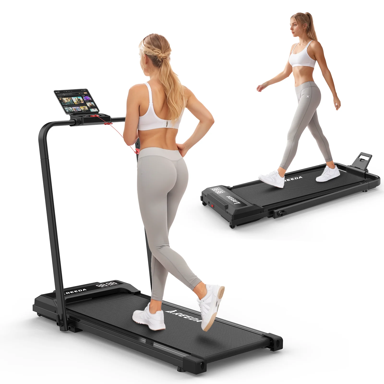 Foldable Electric Treadmill, Auto Incline Under‑Desk Walking Machine With Wireless Control & LED Display for Home Use