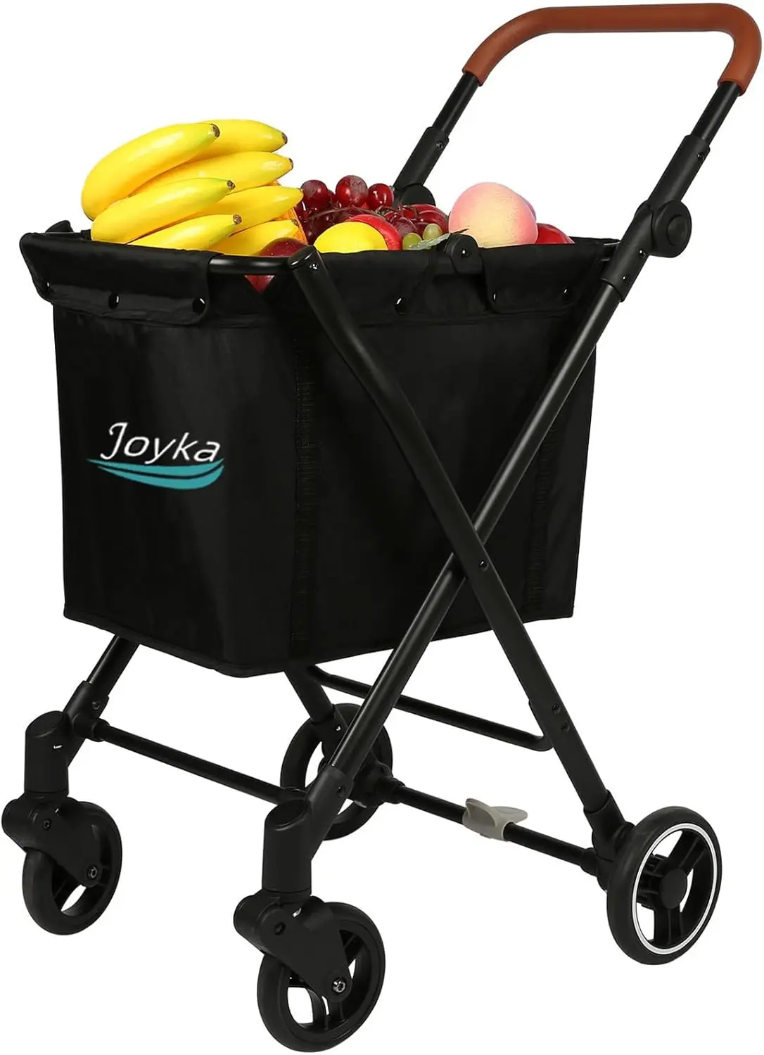 Cart 55 Liters Grocery Cart Utility Cart Shopping Trolleys with Larger Capacity Rolling Front Swivel Wheels Height Adjustable Sl