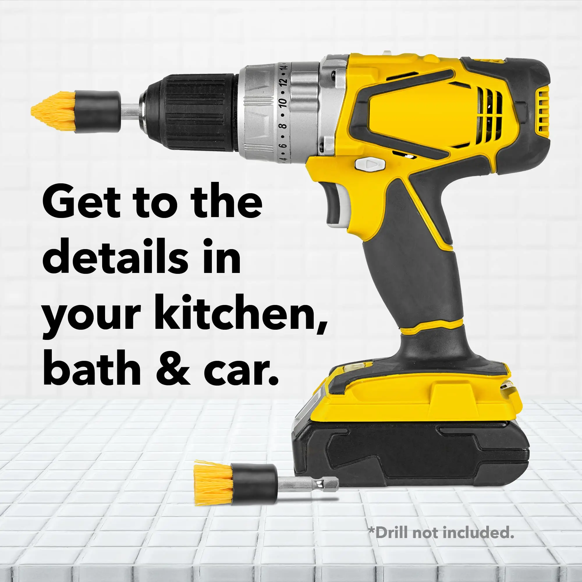 1 Inch Drill Brush Attachment Set 2 Tapered 2 Flat All Purpose Detail Brush Attachments for Cordless Drill for Cleaning