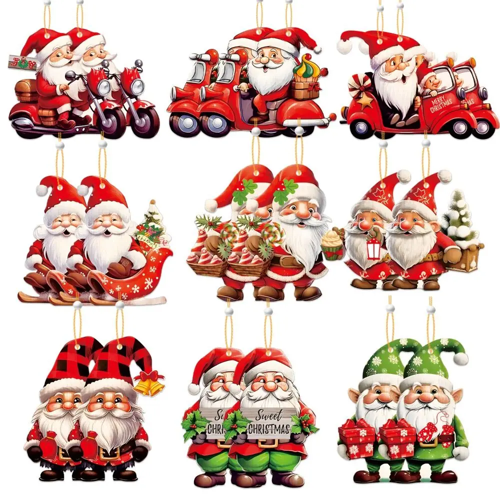 18pcs Snowman Christmas Wooden Pendant Santa Claus Wooden Christmas Tree Hanging Oranment DIY Handmade Santa Claus Pendants