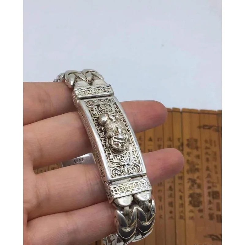 Asian chinese old miao silver hand cast statue bracelet jewel cool gift