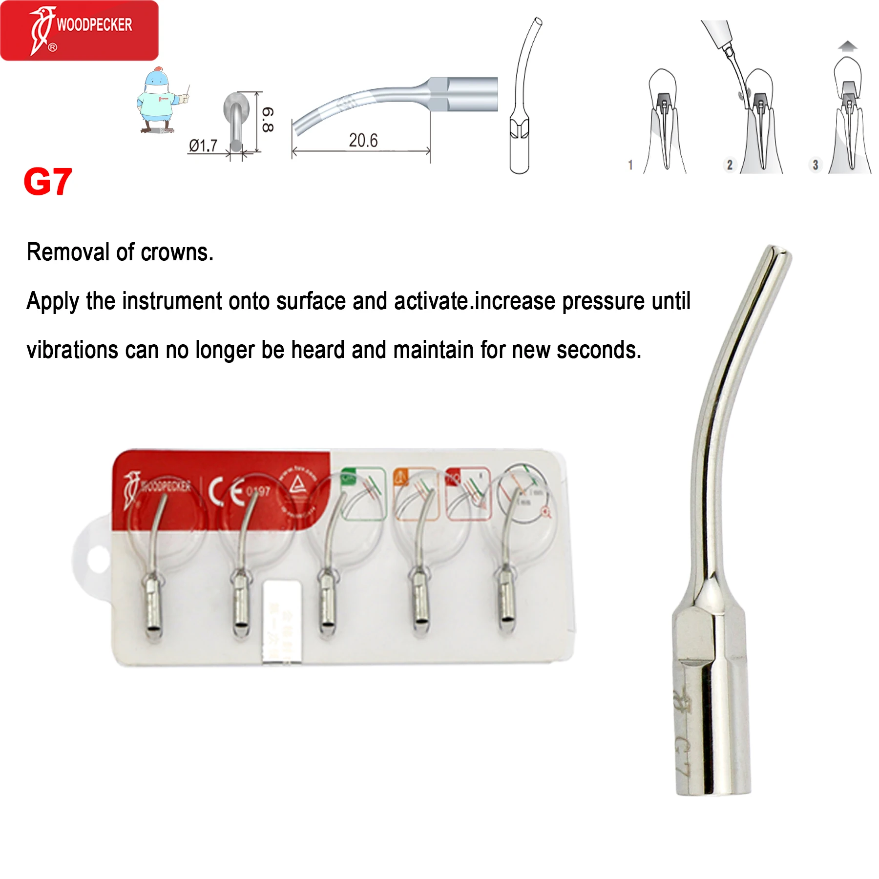 Original Woodpecker Dental Scaler Tips Ultrasonic Scaling Tip G1 G2 G3 G4 G5 G6 G7 G8 Fit For EMS UDS image 3