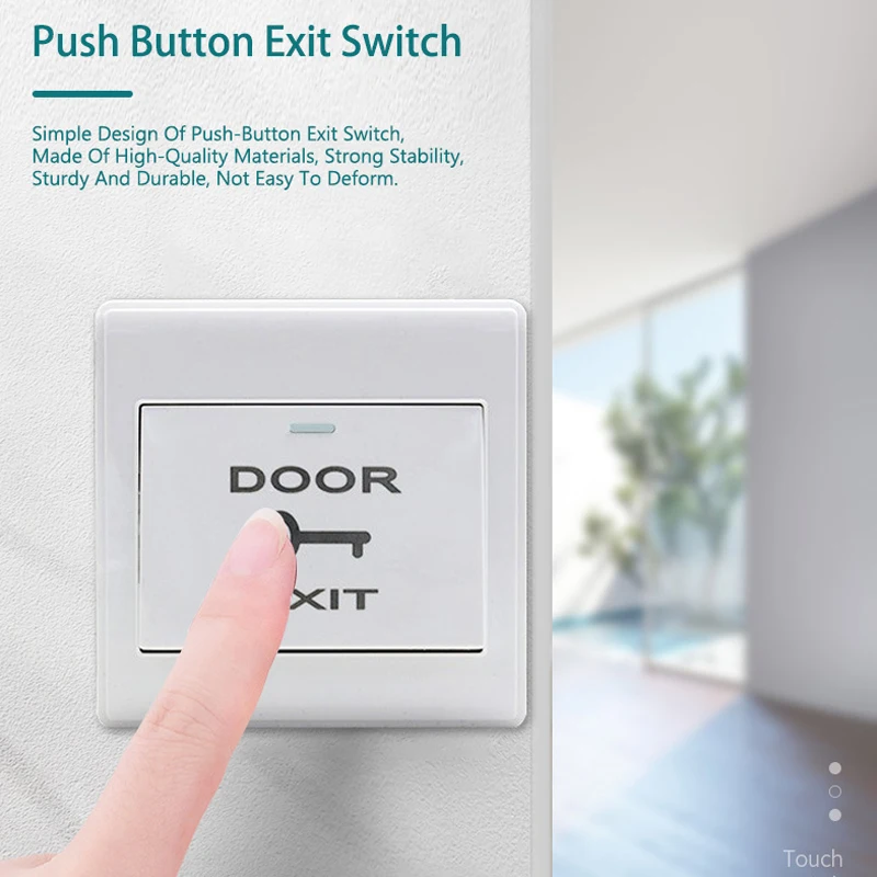 Wall Push Button Flush Mounted Not Waterproof Wired Release Switch for Automatic Gate Opener, Door Access Control System